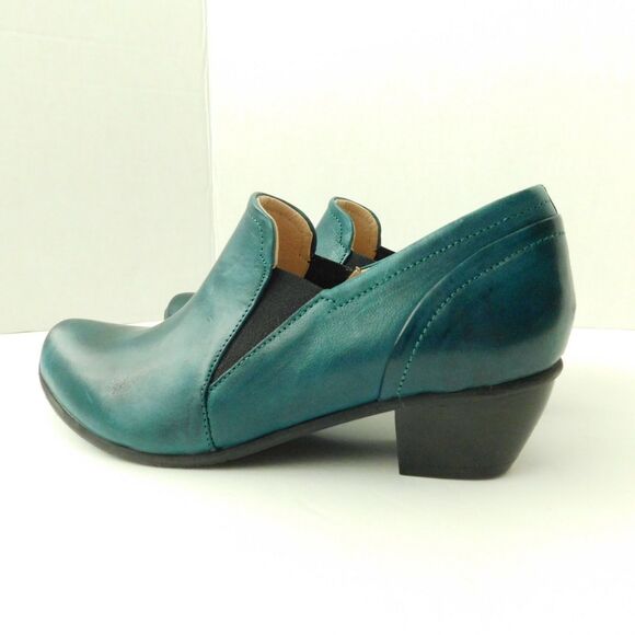 Mentha Teal Green Genuine Leather Bootie Shoe Womens 36 Portugal Heals EUC - Picture 2 of 12